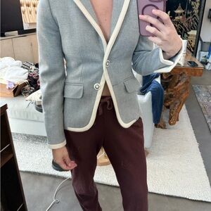J. Crew Gray Blazer with Cream Accents